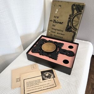 Vtg Cast Iron Electric Trivet Retro Kitchen Warmer e box Clean Tested